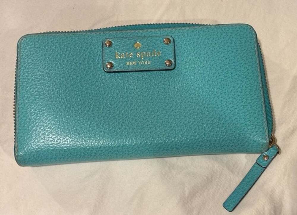 Kate Spade Wellesley Neda Turquoise Leather Zip Around Wallet